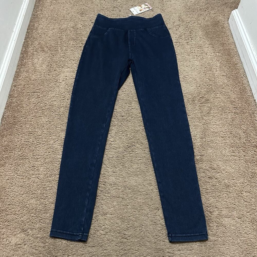 Halara Flex Denim High Waisted Skinny Leggings Womens Size S Dark Wash Blue NEW